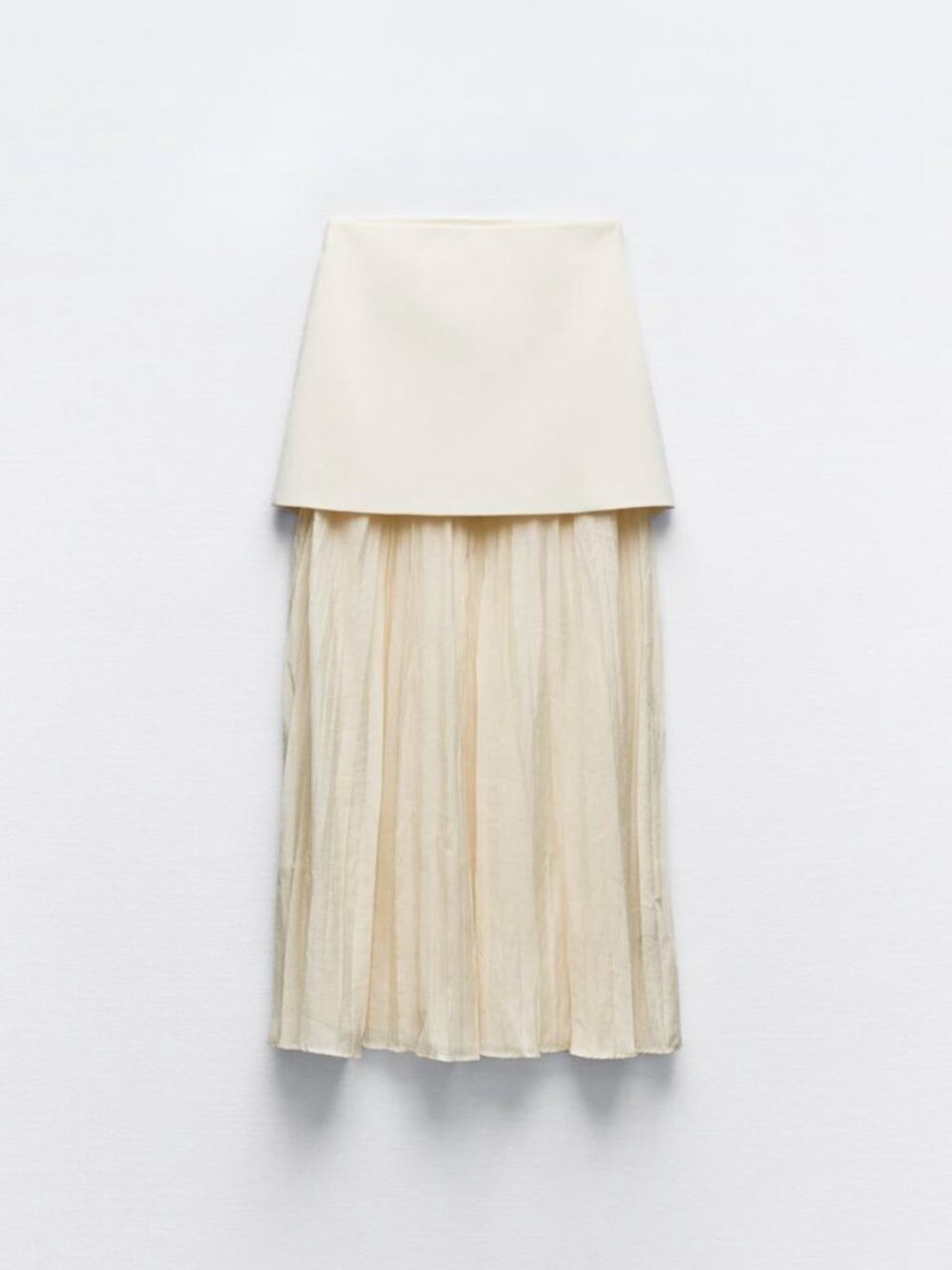 Zara Pleated Mixed Skirt Ecru
